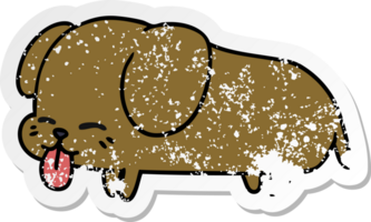 hand drawn distressed sticker cartoon of cute kawaii dog png