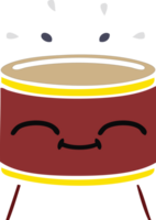 flat color retro cartoon of a drum png