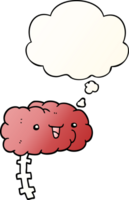 happy cartoon brain with thought bubble in smooth gradient style png