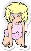 sticker of a cartoon woman doing pin-up pose png