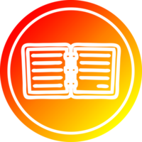 Notitie boek circulaire icoon met warm helling af hebben png