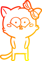 warm gradient line drawing of a cartoon cat png