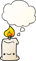 cartoon candle with thought bubble in smooth gradient style png