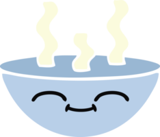 flat color retro cartoon of a bowl of hot soup png