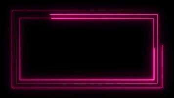 abstract glowing neon rectangle frame animation background 4k video