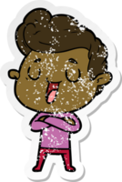 noodlijdende sticker van een happy cartoon man png