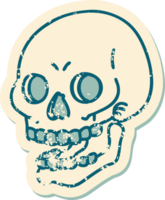 distressed sticker tattoo style icon of a skull png