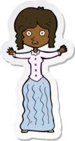 sticker of a cartoon worried victorian woman png