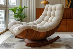 AI generated Designer rocking chair for relaxing in the home interior photo