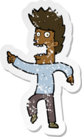 retro noodlijdende sticker van een cartoon doodsbange man png