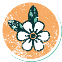 verontrust sticker tatoeëren stijl icoon van een bloem png