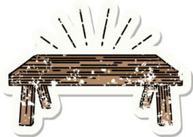 grunge sticker of tattoo style wood table png