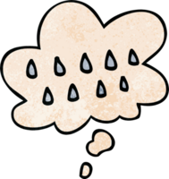 cartoon rain and thought bubble in grunge texture pattern style png
