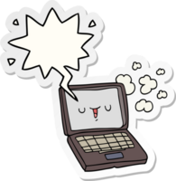 cartoon computer en tekstballon sticker png