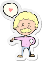 sticker of a cartoon mustache man in love png