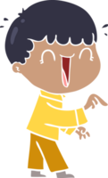 laughing flat color style cartoon man pointing finger png