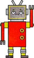 retro grunge texture cartoon robot png