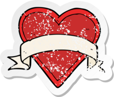 adesivo retrô angustiado de uma tatuagem de coração de amor de desenho animado png