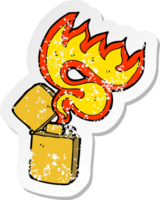 retro distressed sticker of a cartoon metal lighter png