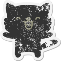 etiqueta engomada del grunge del pequeño gato png