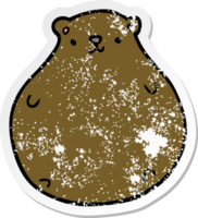 distressed sticker of a cartoon bear png