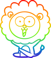 rainbow gradient line drawing happy cartoon lion png