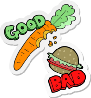 adesivo de um desenho animado comida boa e ruim png