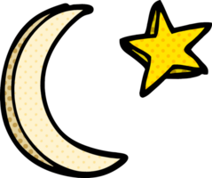 cartoon doodle moon and star shape png