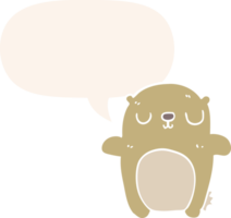 cartoon bear and speech bubble in retro style png