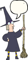 speech bubble cartoon witch with broom png