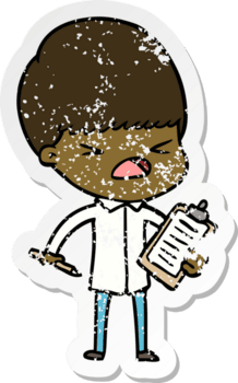 vinheta angustiada de um homem estressado de desenho animado png