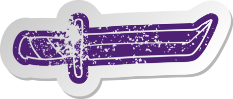 distressed old sticker of a short dagger png