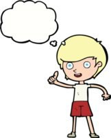 cartoon boy giving thumbs up symbol with thought bubble png
