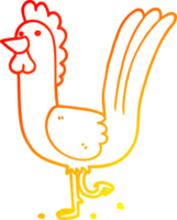 warm gradient line drawing cartoon rooster png