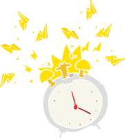 flat color illustration of a cartoon ringing alarm clock png