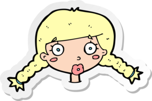 sticker of a cartoon confused female face png