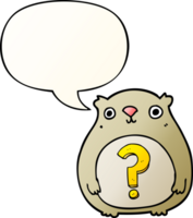 cartoon curious bear and speech bubble in smooth gradient style png