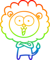 linha de gradiente de arco-íris desenhando leão de desenho animado feliz png