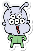 sticker of a happy cartoon alien png