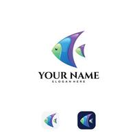 Abstract and modern Fish app logo design in gradient style vector