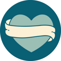 tattoo style icon of a heart and banner png