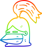 rainbow gradient line drawing cartoon knight helmet png