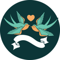 icon with banner of a swallows and a heart png