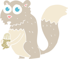 flat color illustration of a cartoon angry squirrel with nut png