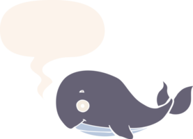 cartoon whale and speech bubble in retro style png