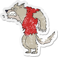 distressed sticker of a angry werewolf cartoon png