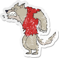 autocollant en détresse d'un dessin animé de loup-garou en colère png