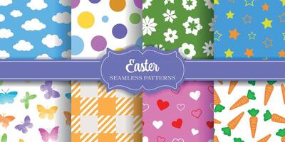 set of seamless easter patterns. collection of easter textures vector