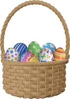 wicker basket with eggs vector