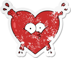 autocollant en détresse d'un coeur de dessin animé png